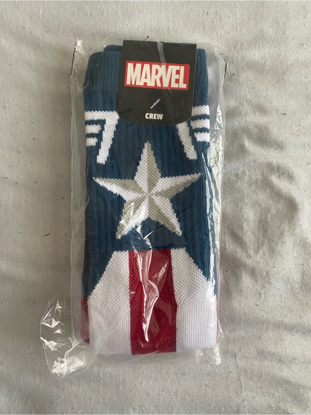 Bioworld Marvel Captain America Star Crew Socks - Blue/White/Red MCU Avengers